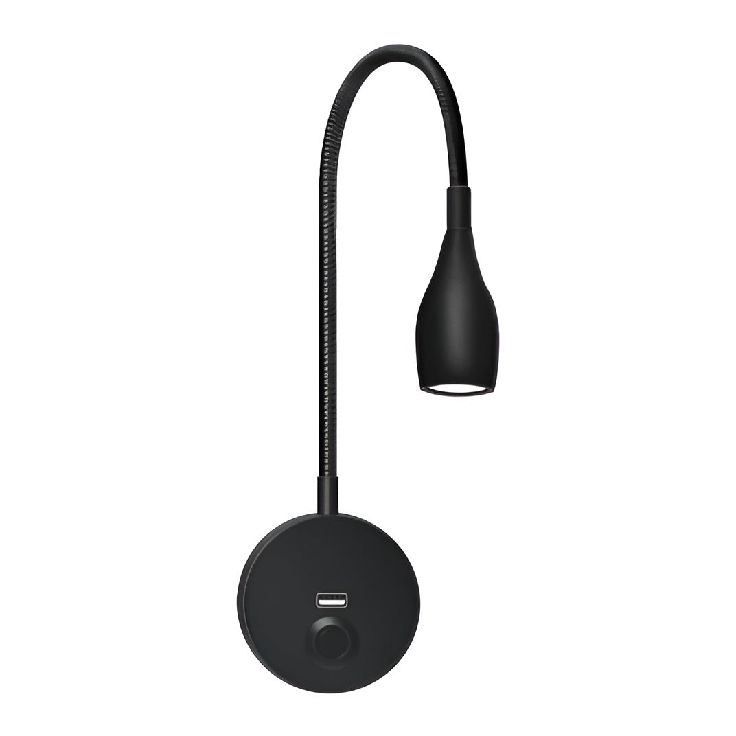 TouchGlow - Lâmpada de Parede Gooseneck 2-em-1 com Carregador USB para Noites de Leitura Aconchegantes