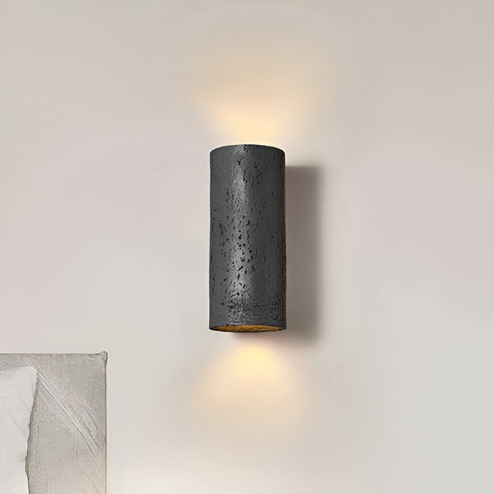 Sylinderrør vegglampe - Wabi-Sabi steinlampe | LED-spotlight med opp-og-ned-belysning