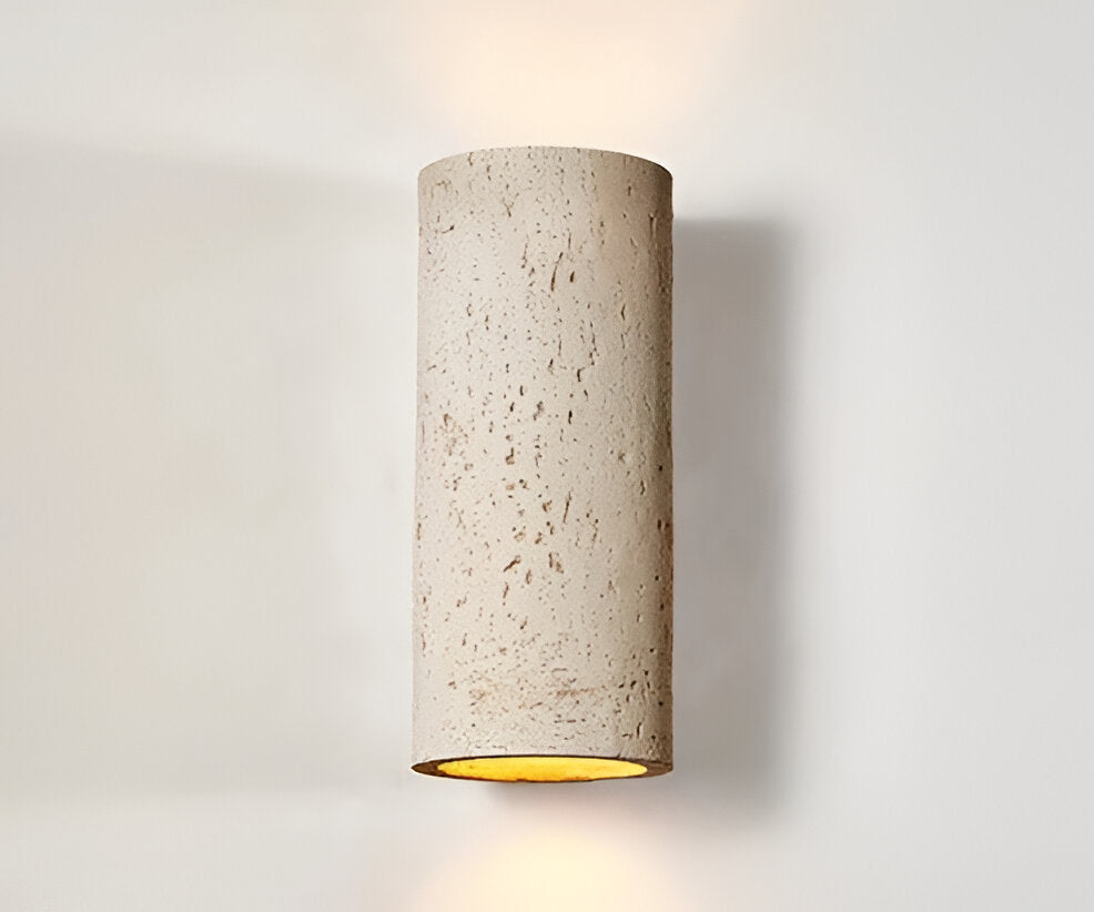 Sylinderrør vegglampe - Wabi-Sabi steinlampe | LED-spotlight med opp-og-ned-belysning