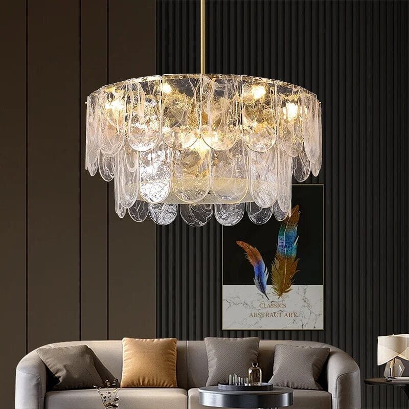 The Strand Gold LED Marble Crystal Glass Chandelier