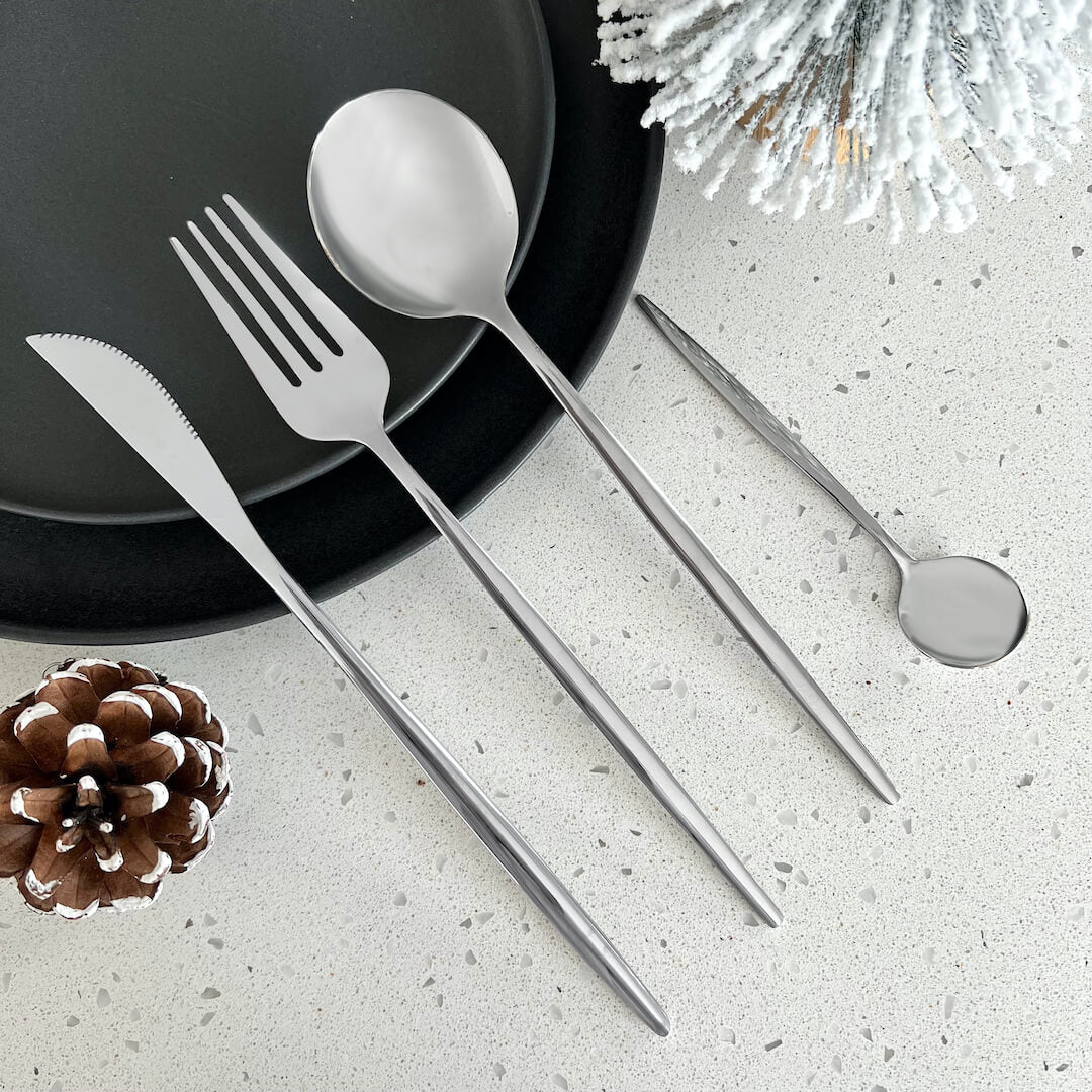 Modern Silver Flatware Set