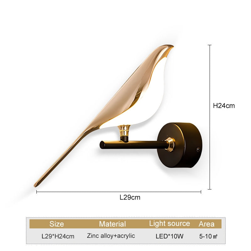 WingSpan - Lámpara de pared con forma de pájaro giratoria 360°