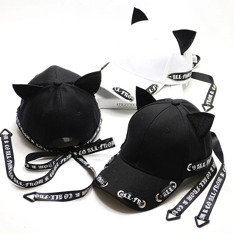 Søt Cat Ears Ribbon Baseball Cap