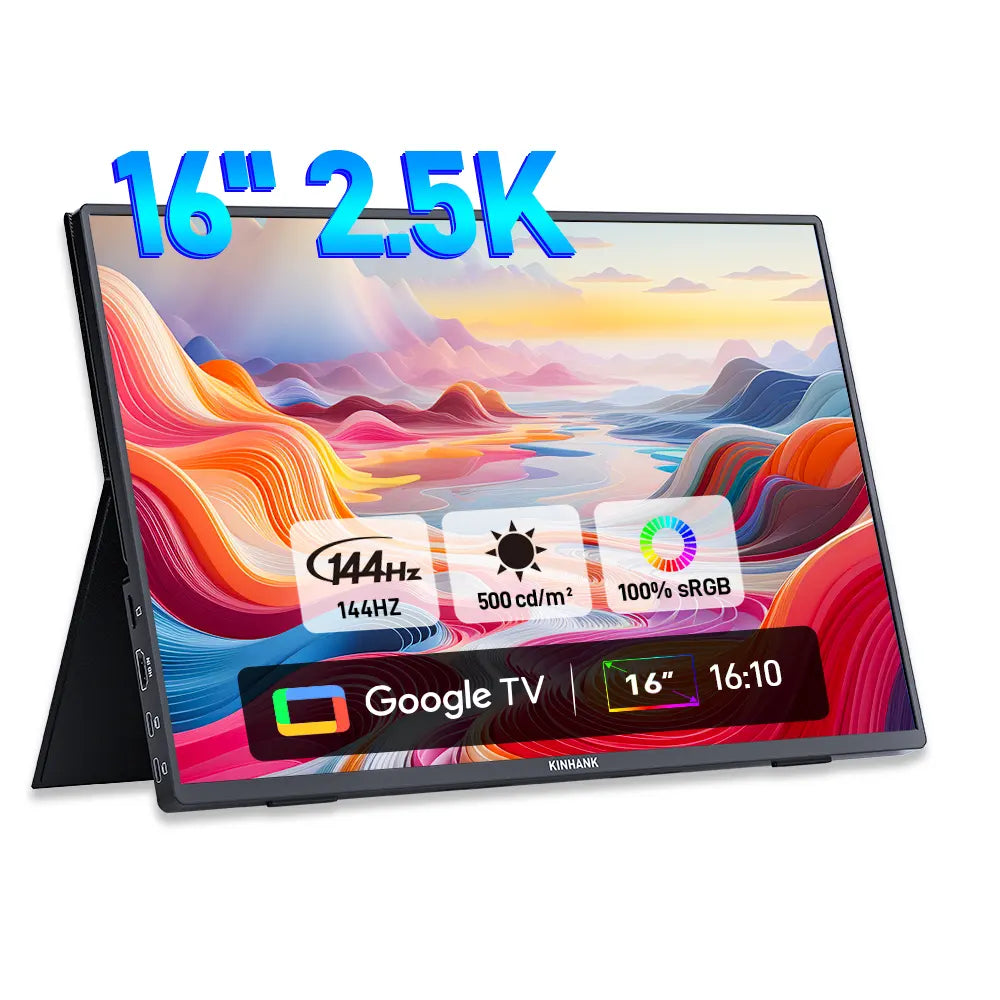 KINHANK K16 G-Pro 16" Portable Monitor | 2.5K QHD, 144Hz, Android 12.0, USB-C/HDMI for Gaming & Productivity