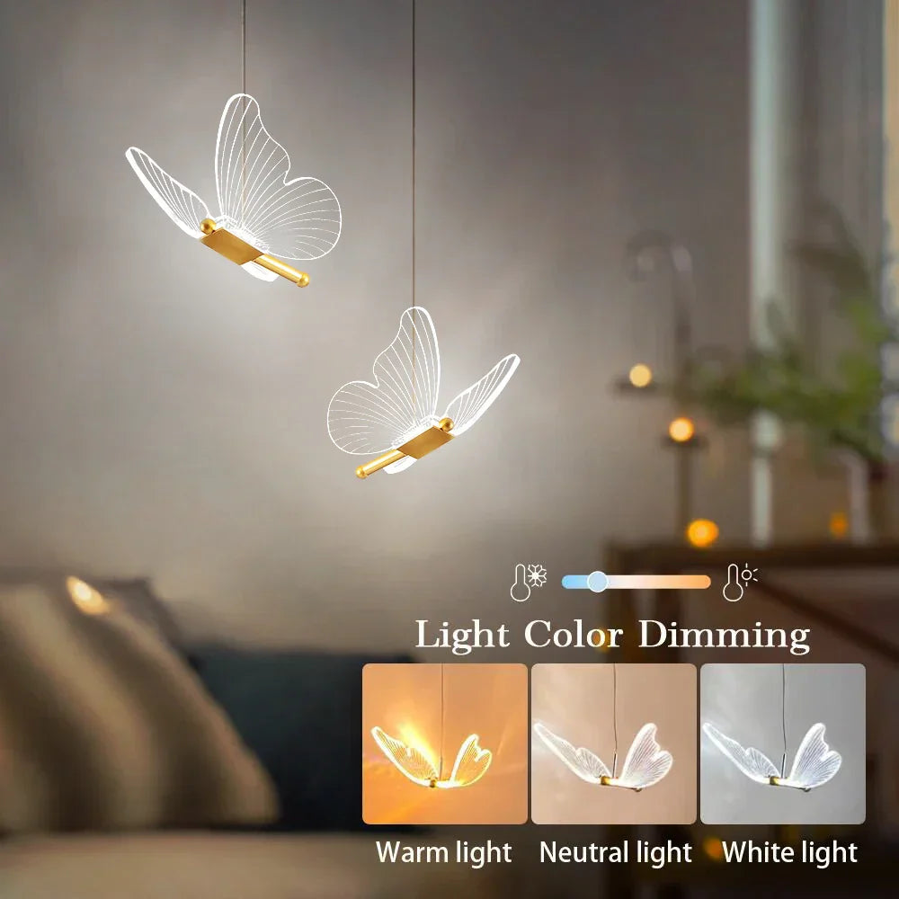 FlutterGlow - Lampada a sospensione a farfalla a LED