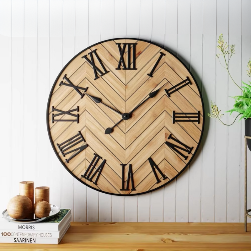 RusticCharm - Horloge murale avec chiffres romains