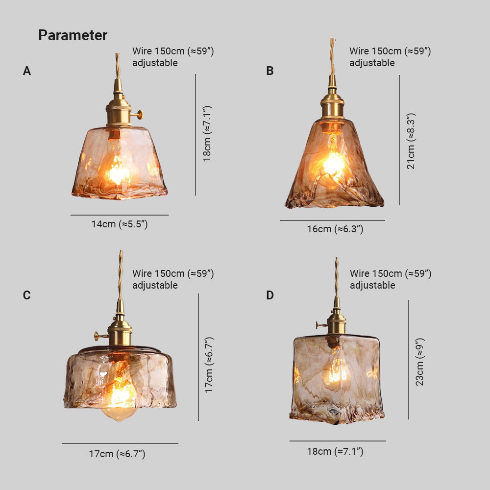 Lampes suspendues LED rétro Levy - Métal doré et verre pour chambre, salon, salle à manger