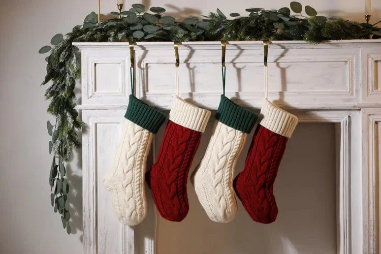 Large Cable Knitted Christmas Stocking - 13 Colours