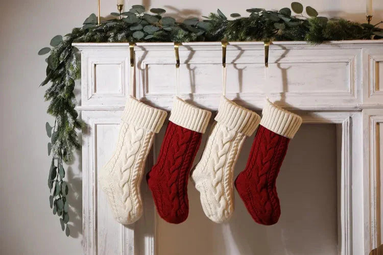 Large Cable Knitted Christmas Stocking - 13 Colours