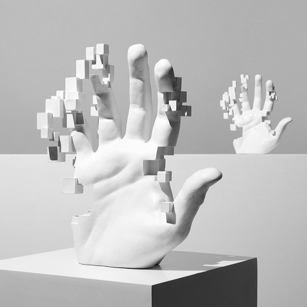 Escultura de mano de píxeles