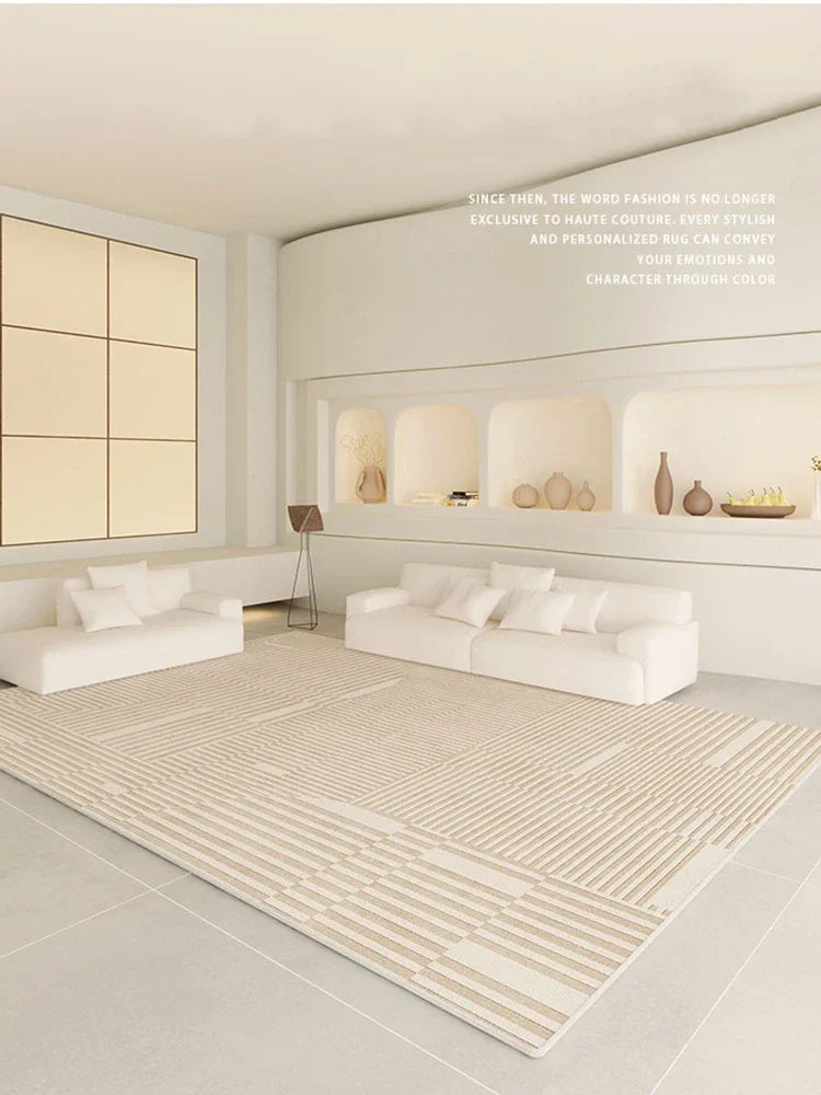 Ylellinen beige Pehmeä suurikokoinen matto Matot Mukava makuuhuone