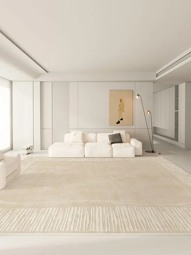 Ylellinen beige Pehmeä suurikokoinen matto Matot Mukava makuuhuone