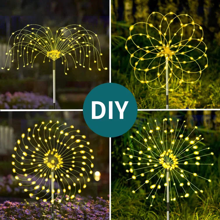 4-Piece Solar Garden Fireworks Lights – IP65 Weatherproof LED Outdoor Lights with Adjustable Modes & DIY Design