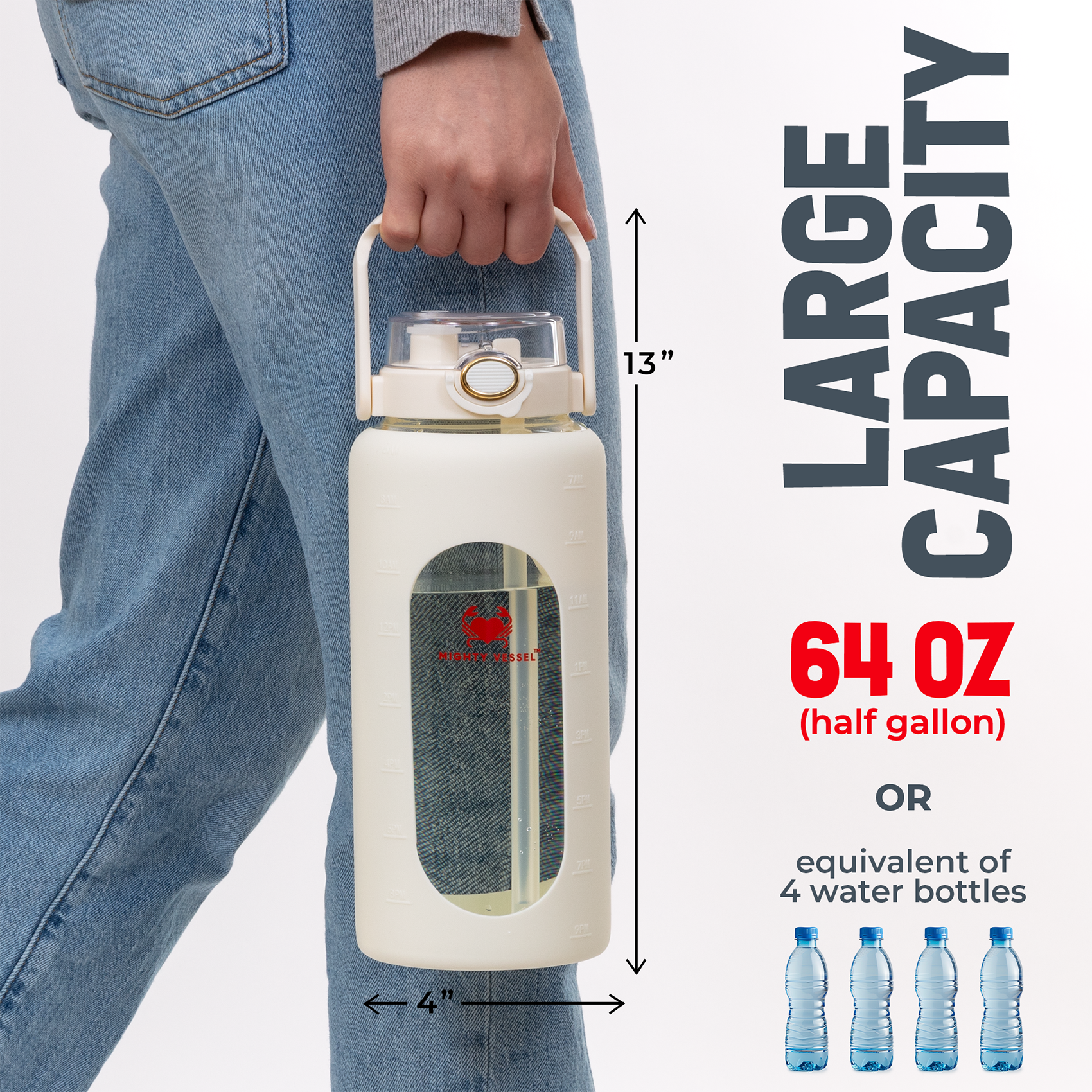 SHATTER-RESISTANT GLASS WATER BOTTLE | 64 OZ