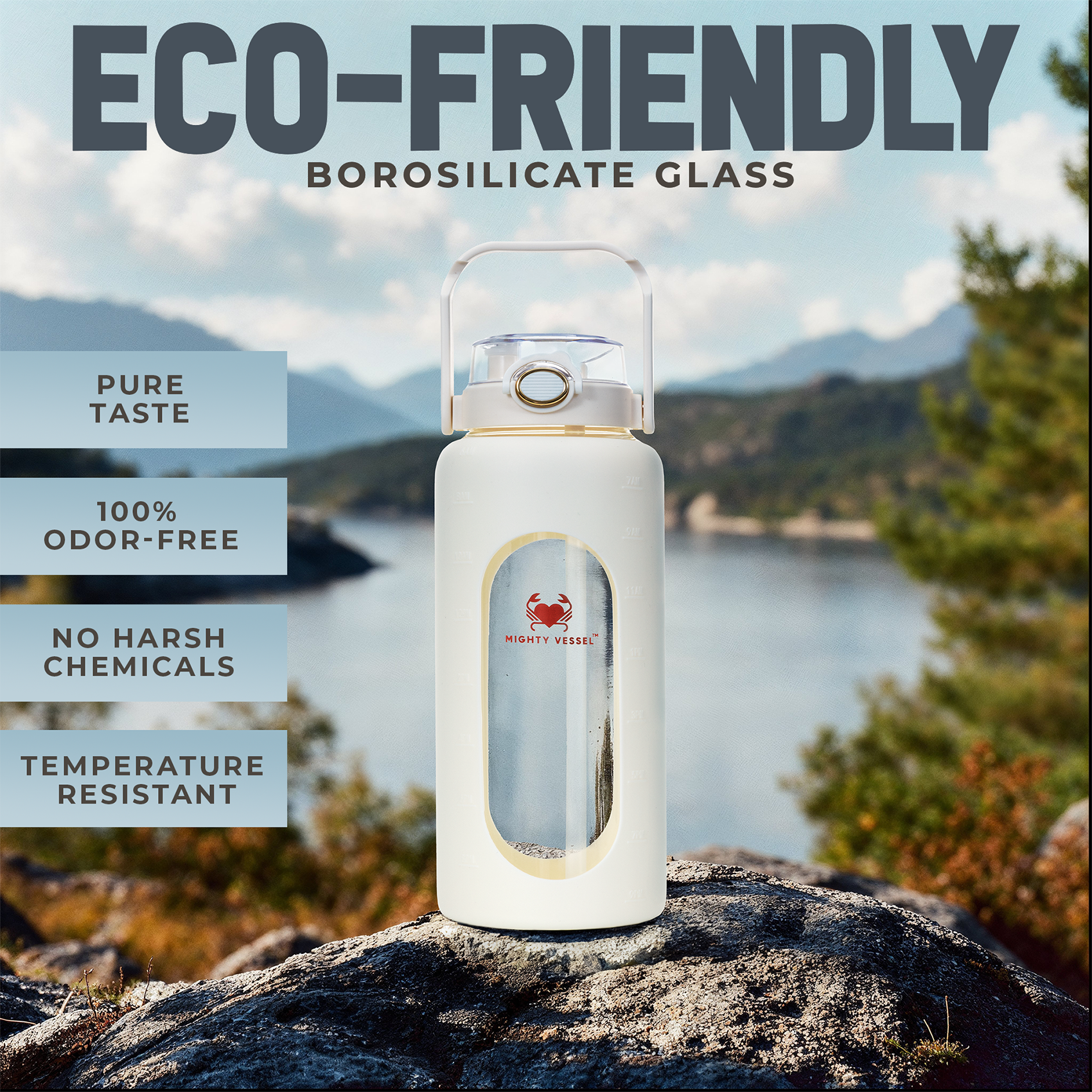 SHATTER-RESISTANT GLASS WATER BOTTLE | 64 OZ