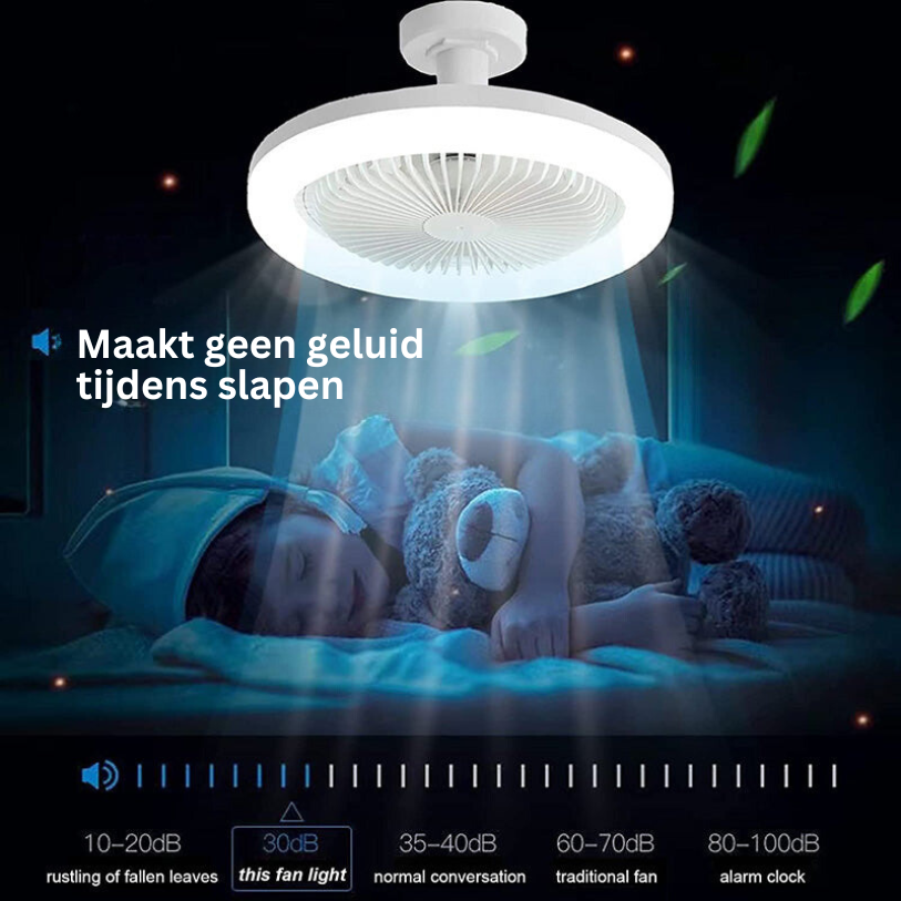 Ventilateur de plafond avec lumière, à visser dans n'importe quelle douille de lampe, avec télécommande