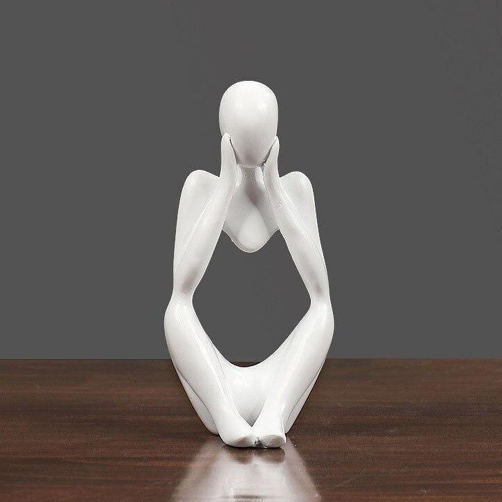 Sculpture en figurine de penseur abstrait