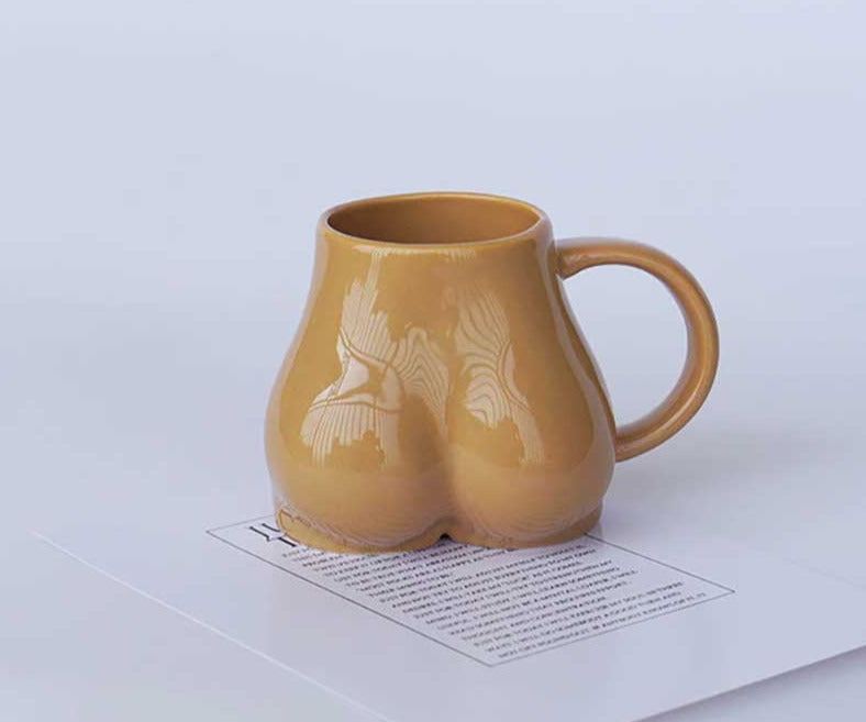 Caneca Charmosa Minimalista de Cerâmica com Bumbum Gordo - Chávena de Café Fantástica