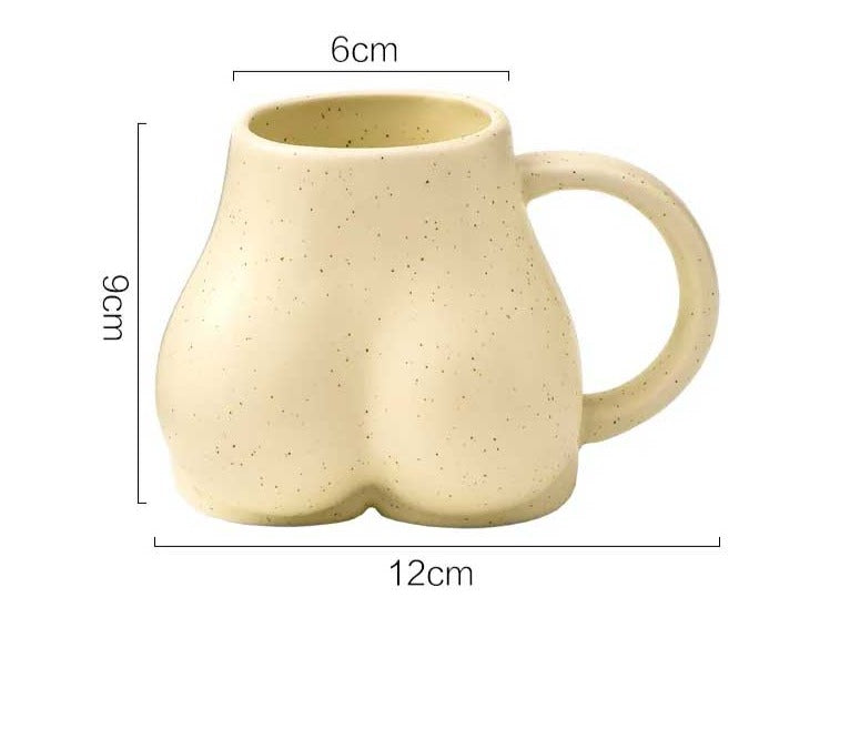 Caneca Charmosa Minimalista de Cerâmica com Bumbum Gordo - Chávena de Café Fantástica