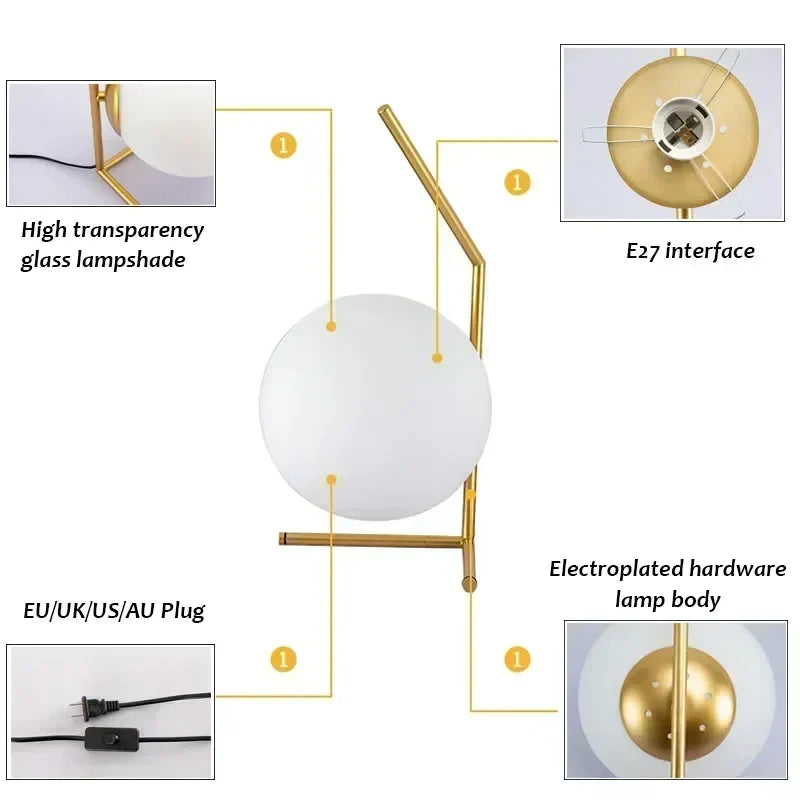 ClearEleganz - Moderne minimalistisk rund glassbordlampe