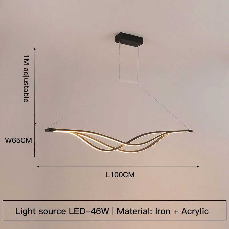 Lampe suspendue incurvée à LED moderne