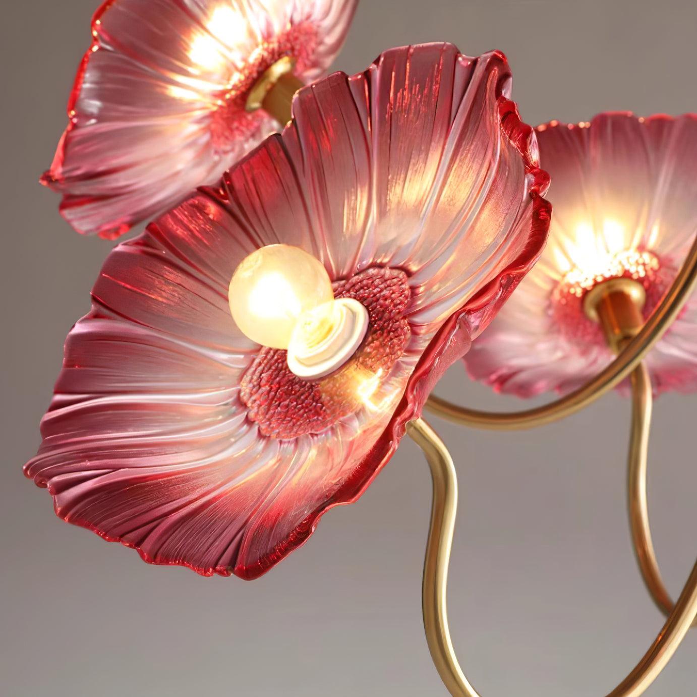 Lustre en verre de Murano avec fleurs