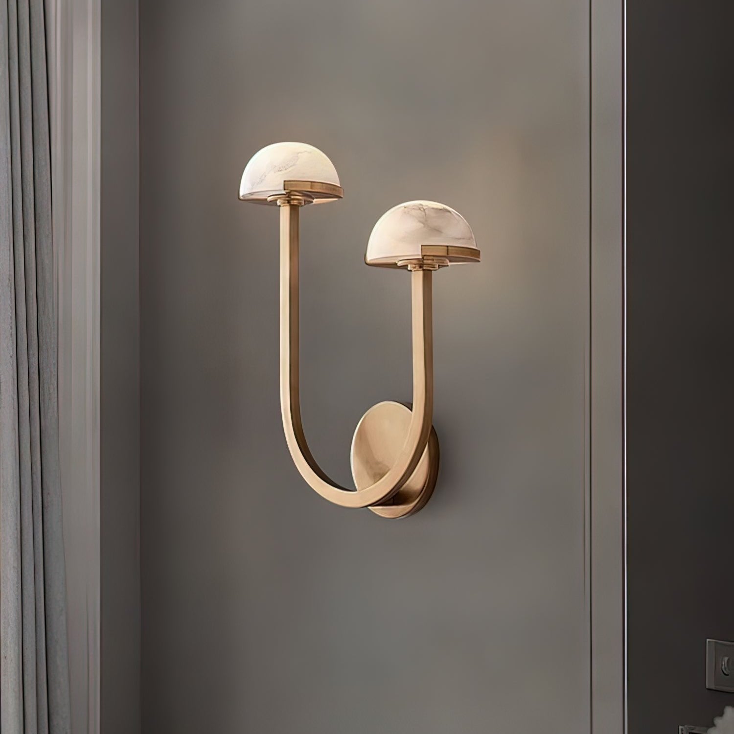 MushroomGlow - Lampada da parete con illuminazione in alabastro naturale