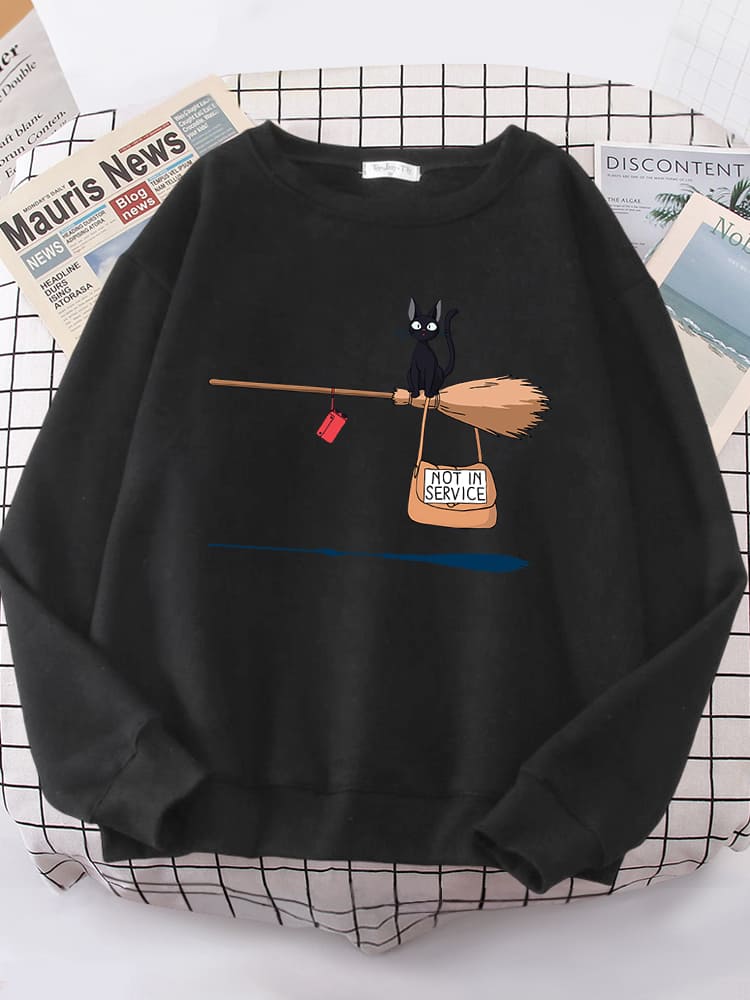 Bezem Vliegende Zwarte Kat Sweatshirt