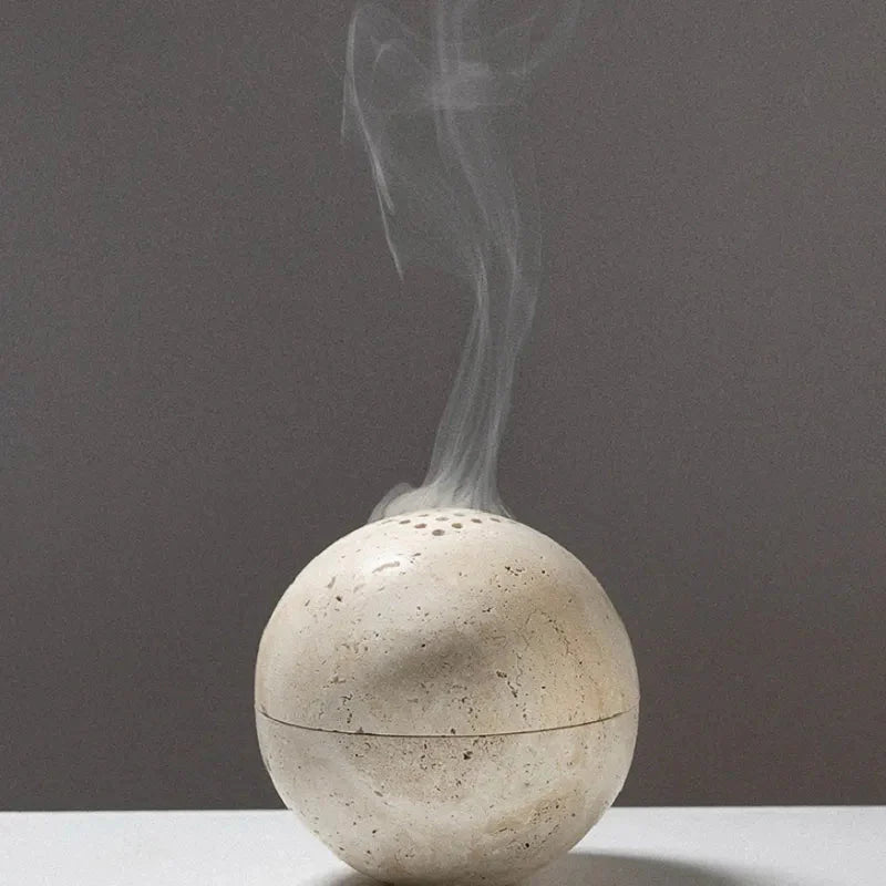 Natural Marble Cave Hole Stone Incense Burner - 7 Colours