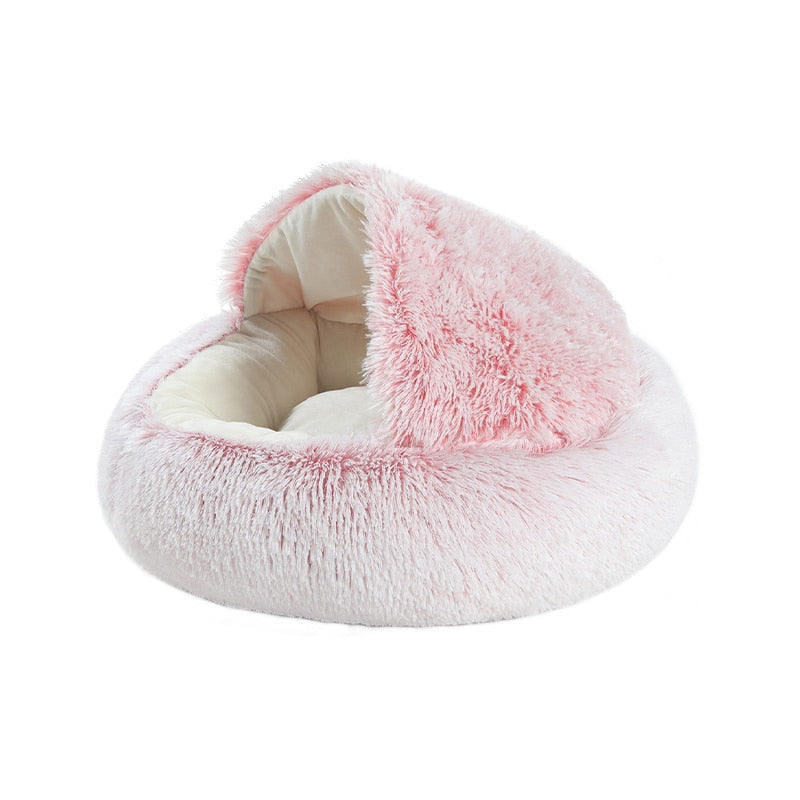 Round Plush Calming Dog Cave Bed