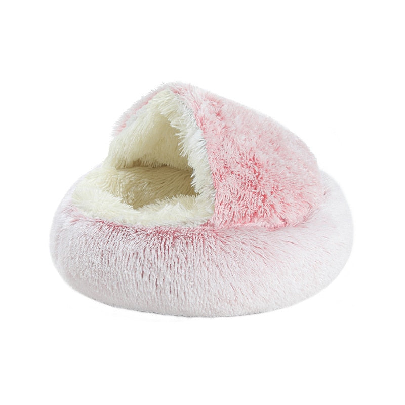 Round Plush Calming Dog Cave Bed