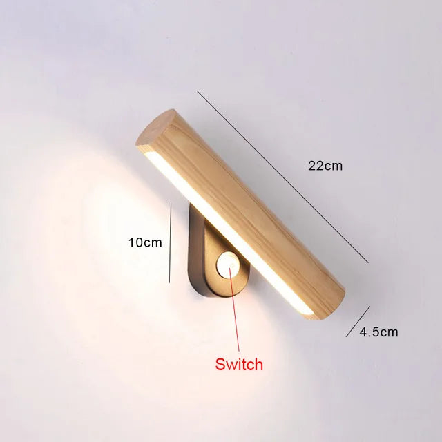 WoodGlow - Applique da parete a LED in legno per camera da letto