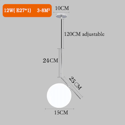 Luci sospese a sfera in vetro nordico