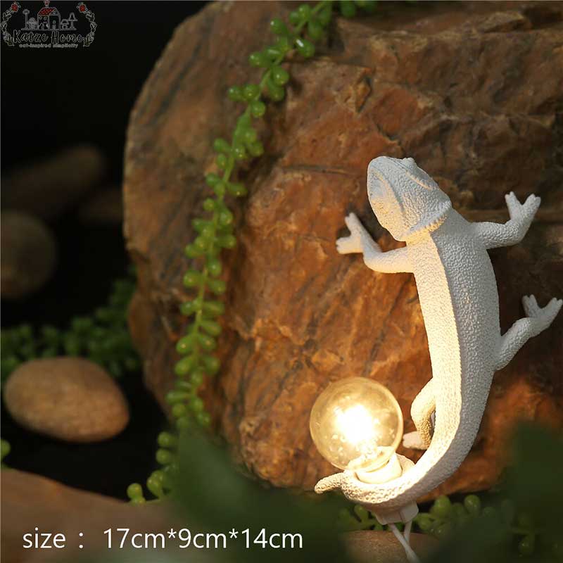 Nordic White Lizard Kameleon Lampe Nattlys