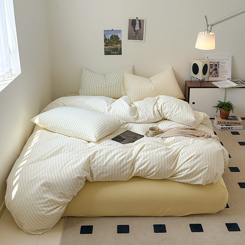 Set di biancheria da letto a righe retrò scandinave