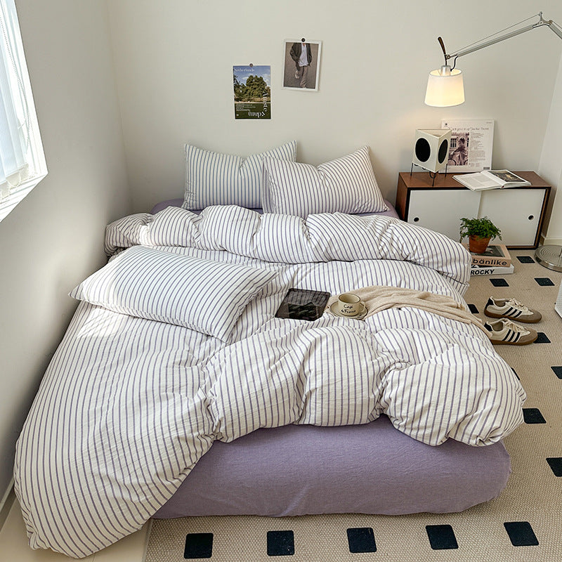 Set di biancheria da letto a righe retrò scandinave