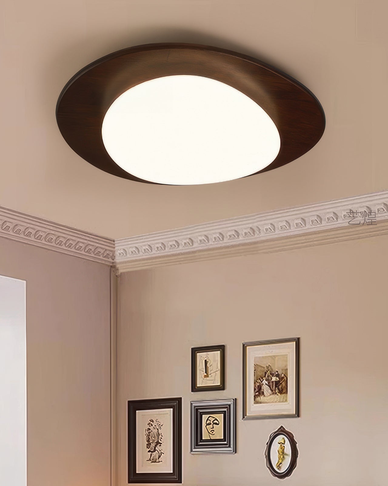 Scandinavian Pebble Wood Grain Ceiling Light