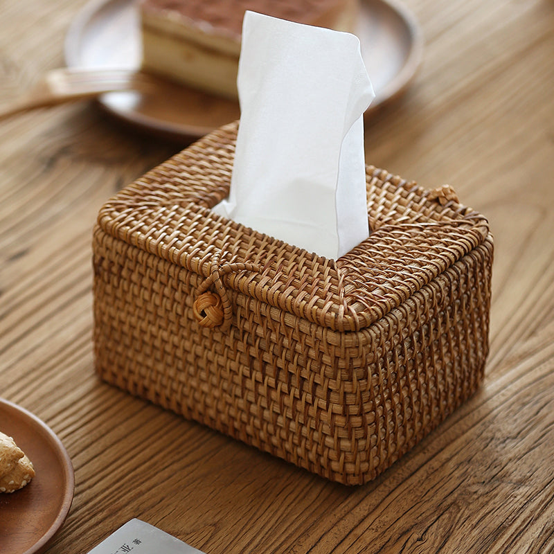 Emly Rattan Tissue Box