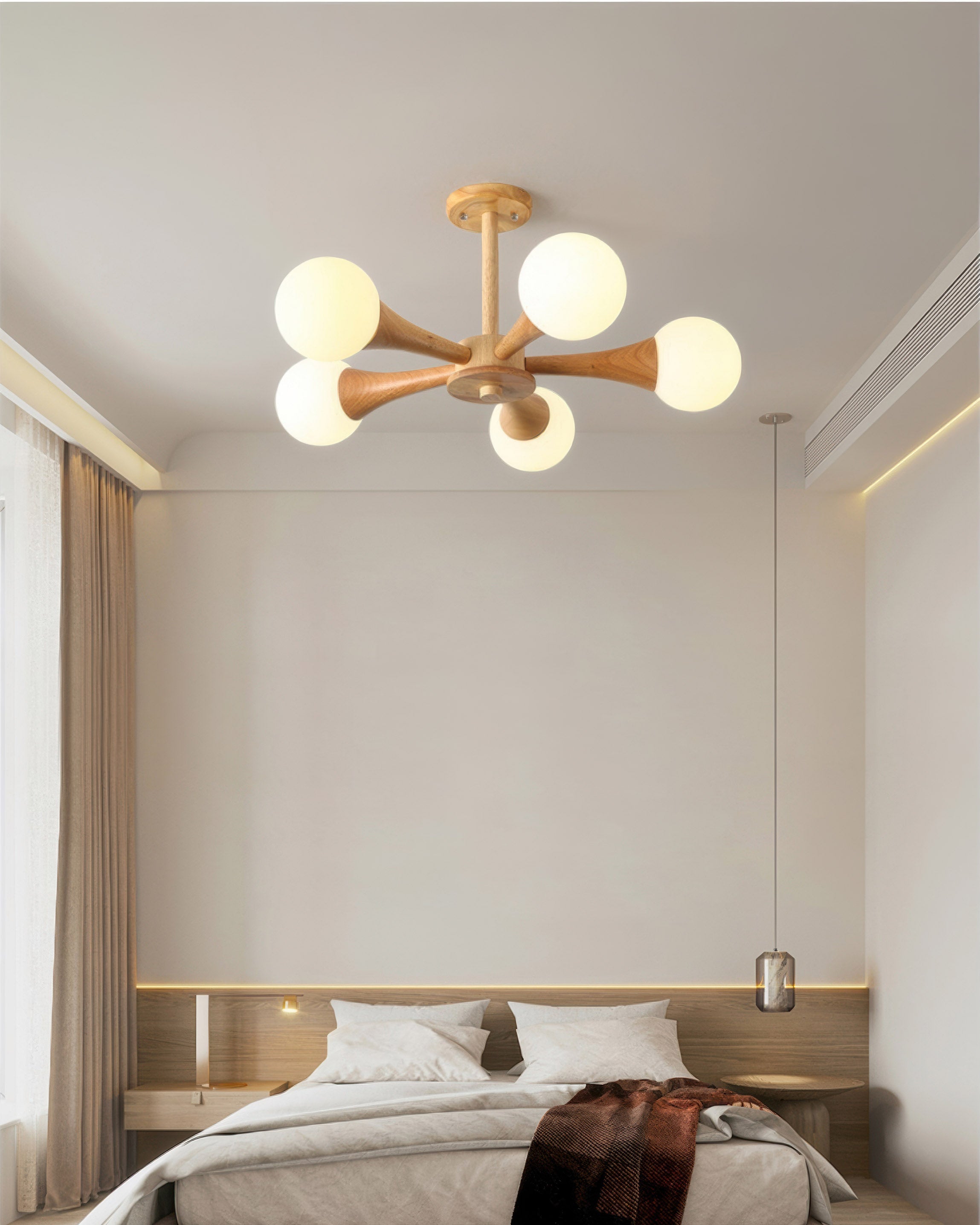 Scandinavian Walnut Simplicity Hanging Light