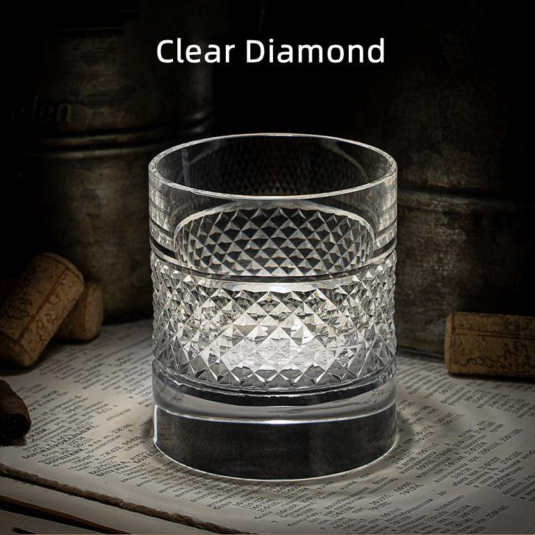 Edo Kiriko Diamond Multi-Color Whisky Glasses With Wooden Box