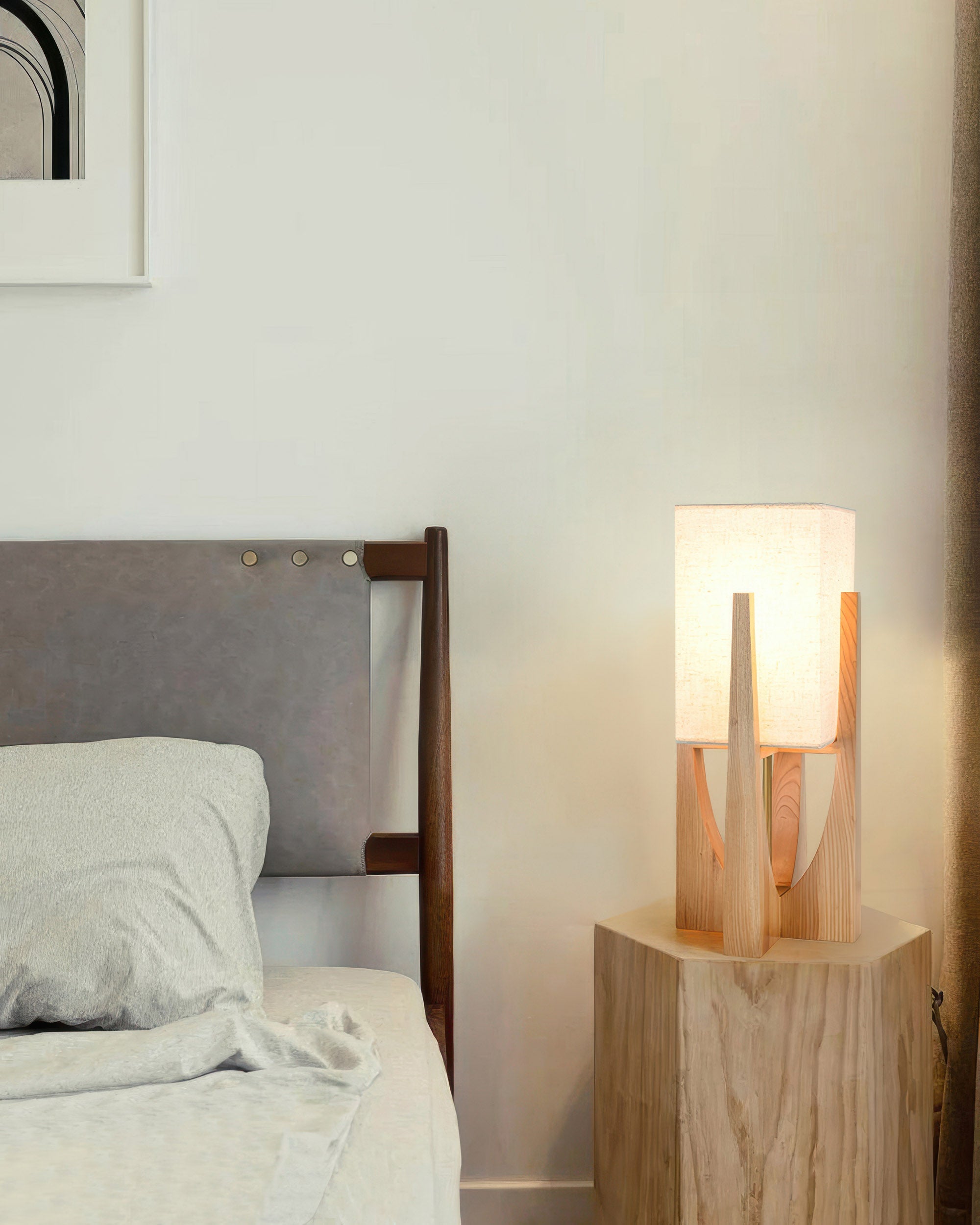 Lampadaire en noyer de style japonais Lampe simple en bois massif