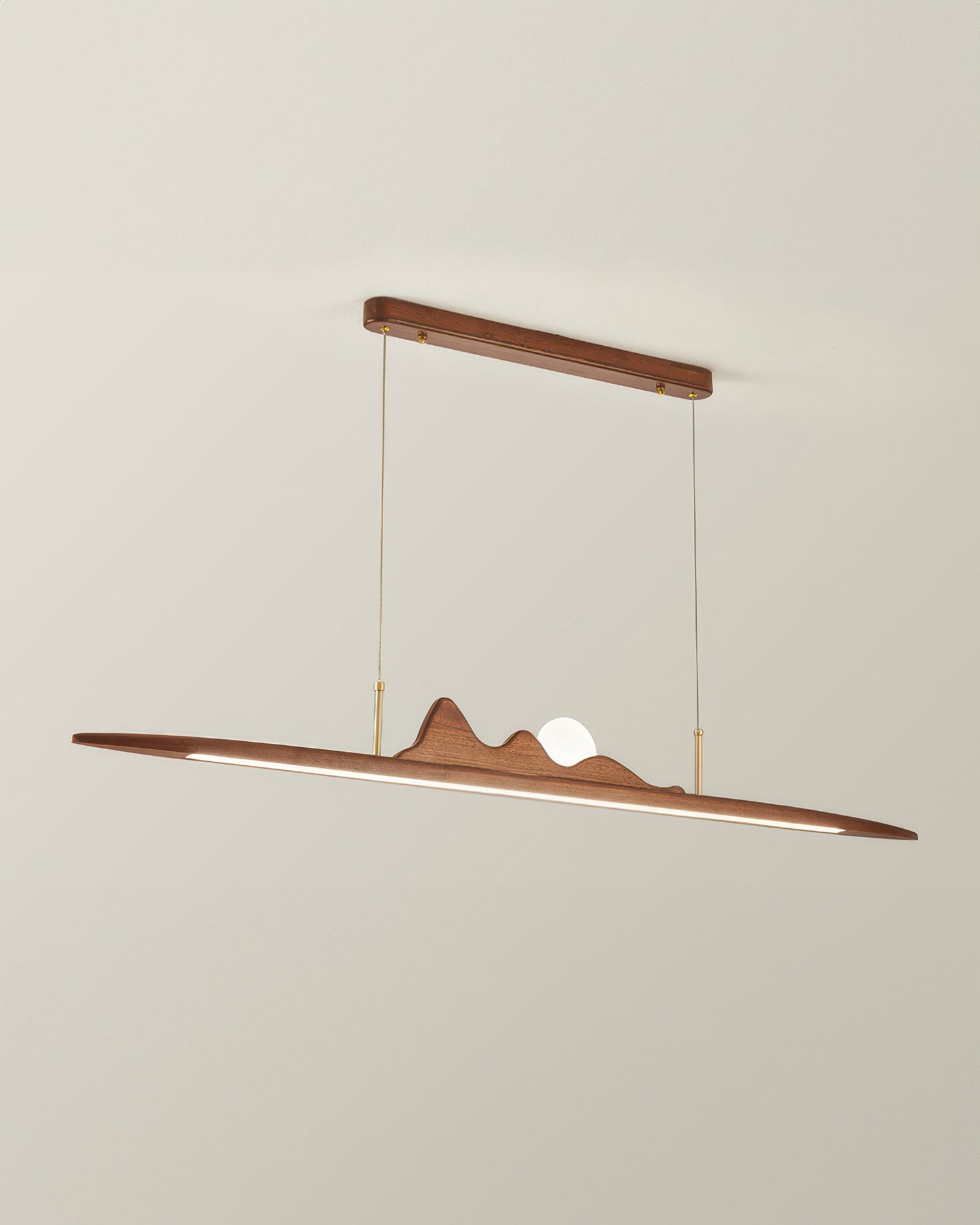 Lampe à suspension en bande de bois Design minimaliste à une ligne