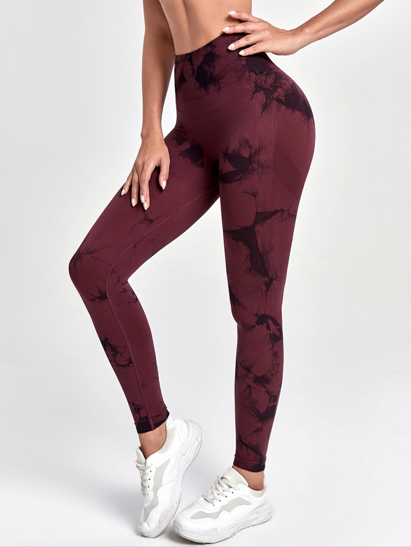 Leggings mit hoher Taille und Batikmuster