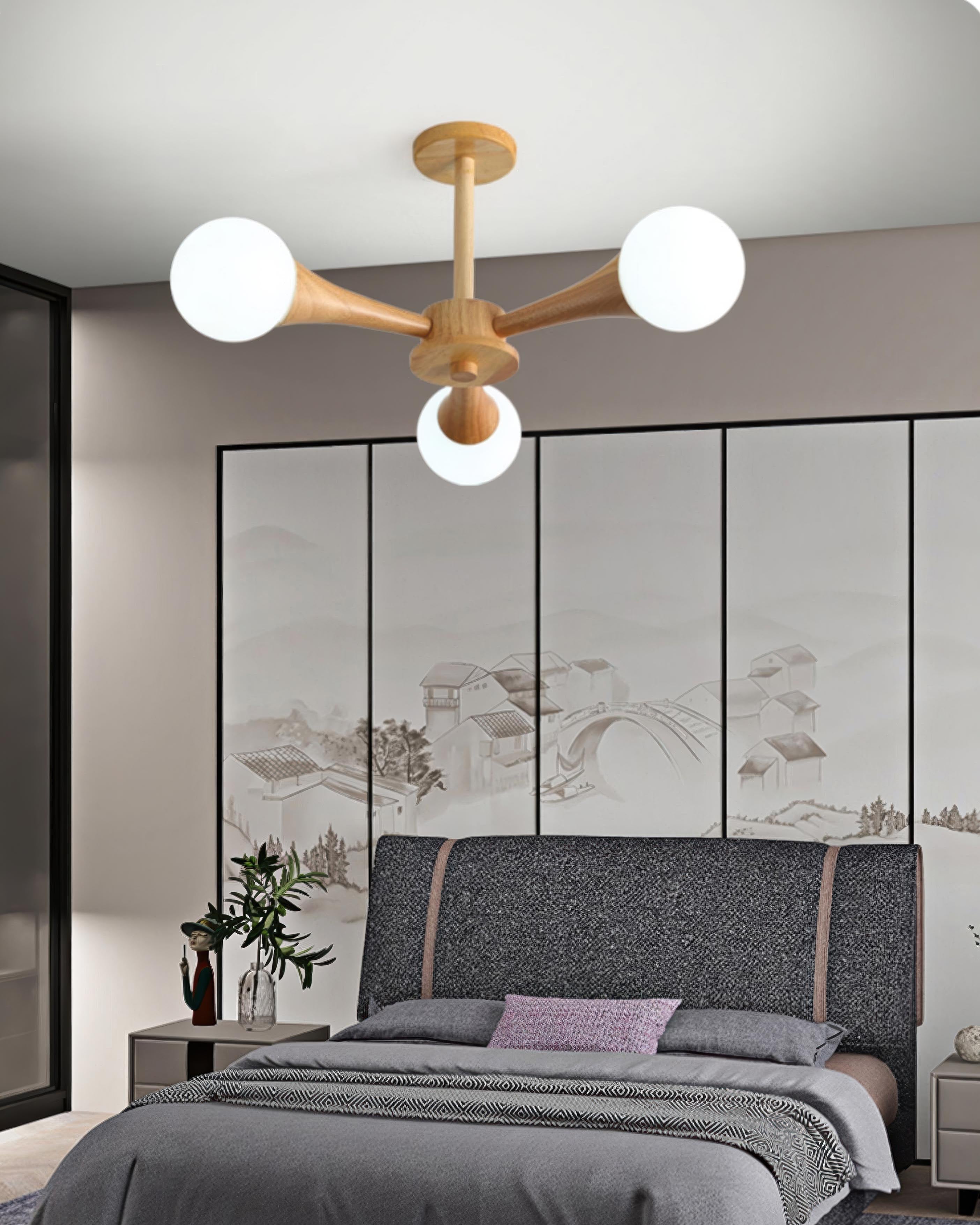 Lampada a sospensione in noce scandinavo Simplicity