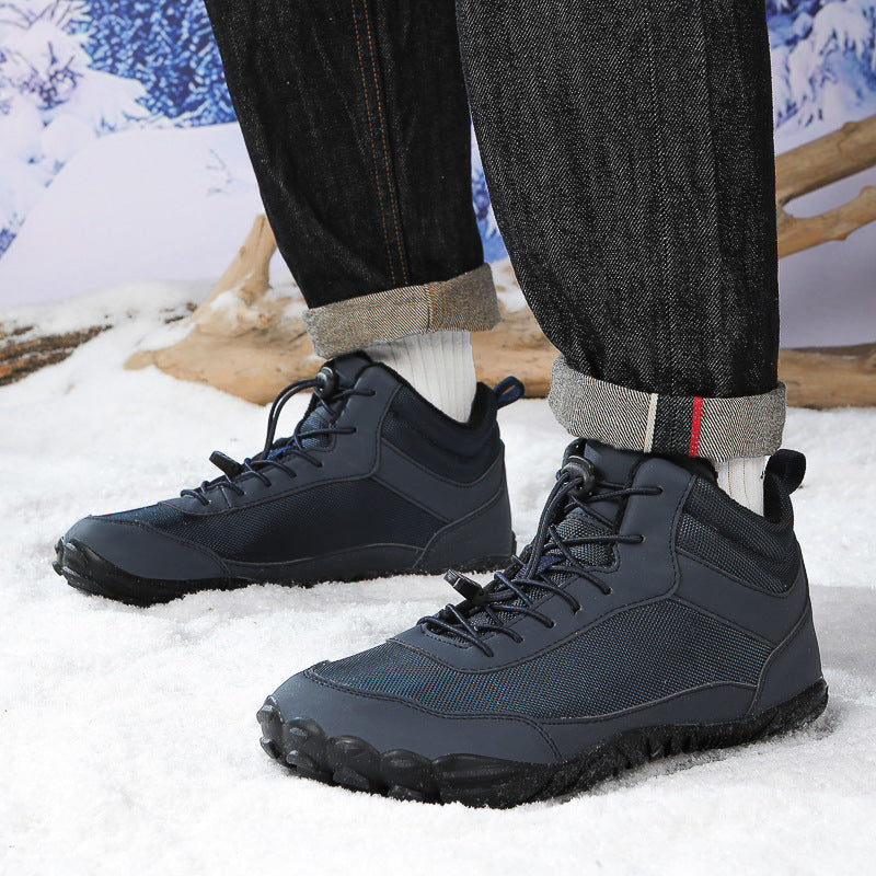 Herbst- und Winter-Schneestiefel, warm, atmungsaktiv, hohe Freizeitschuhe, rutschfest und wasserdicht, Winter-Barfußschuh (Unisex)