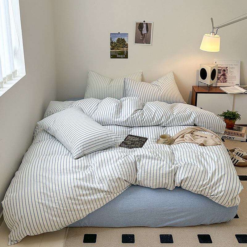 Set di biancheria da letto a righe retrò scandinave