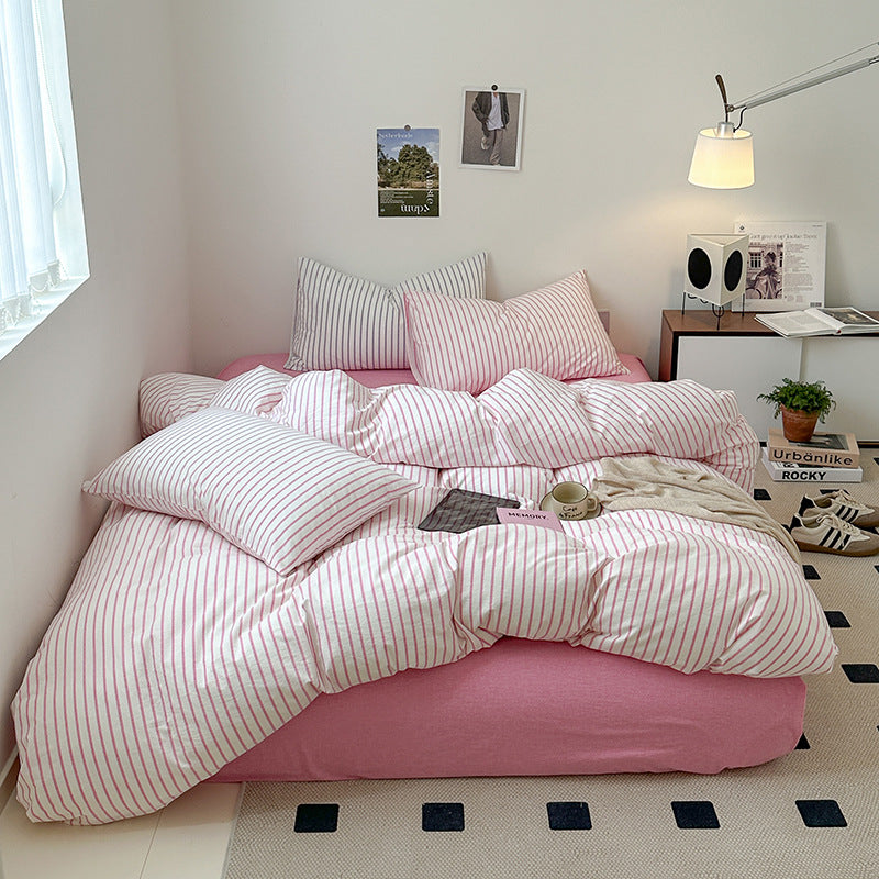 Set di biancheria da letto a righe retrò scandinave