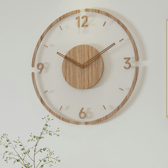 Reloj nórdico silencioso para decoración de pared, hecho de madera auténtica, 35 cm