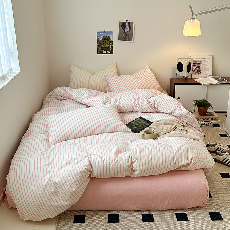 Set di biancheria da letto a righe retrò scandinave