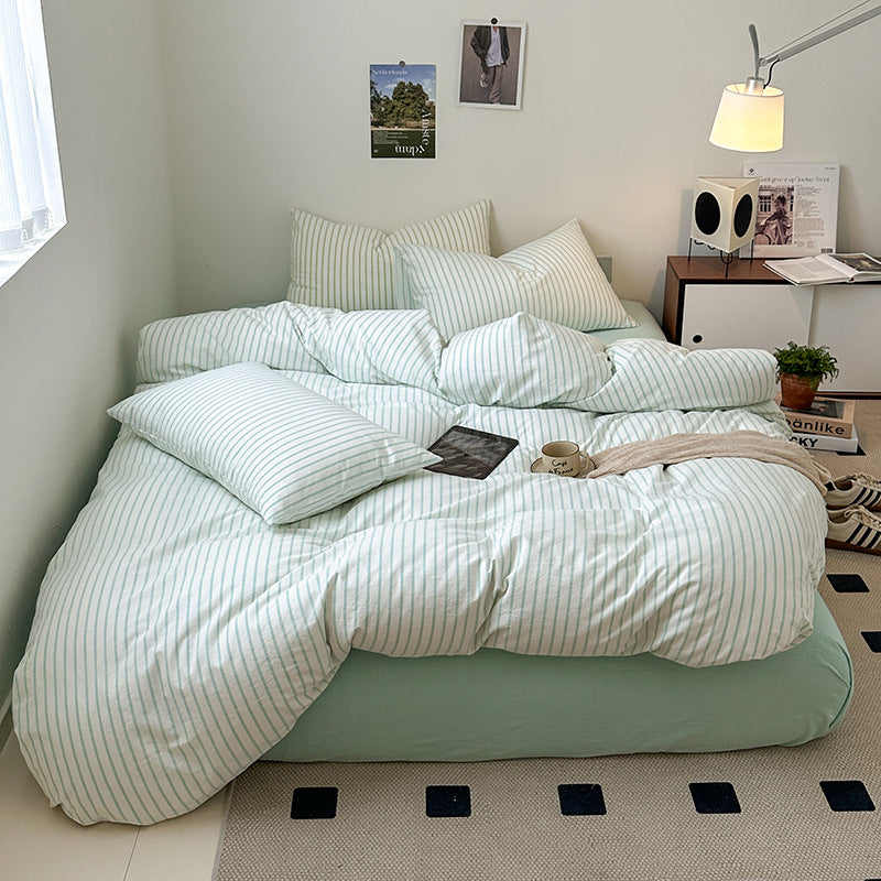 Set di biancheria da letto a righe retrò scandinave